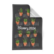 2024 Calendar potted herbs black
