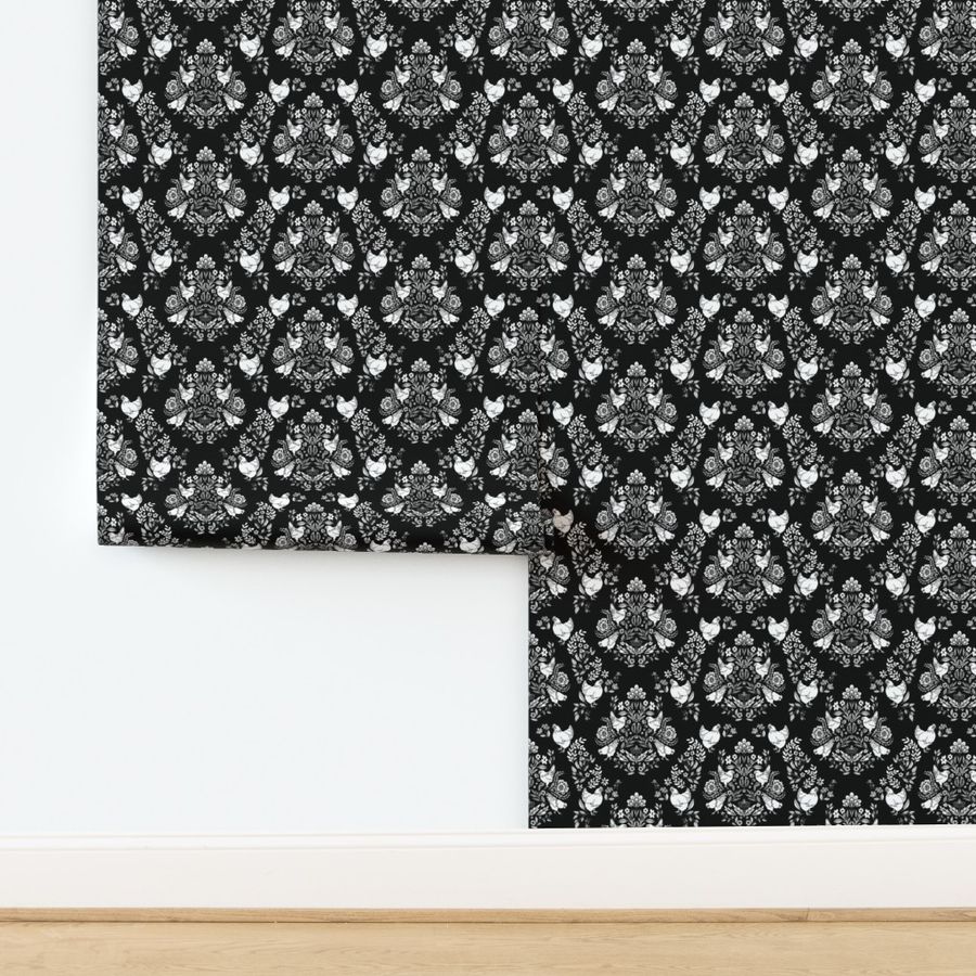 Chicken Damask in Black & White