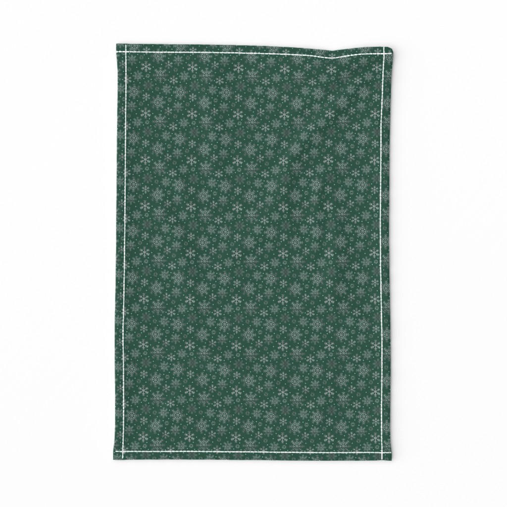 Emerald green silver glitter snowflakes Christmas tiny small Bandana Fabric