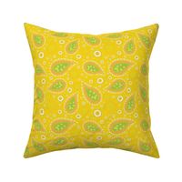 Paisley Large Yellow Orange Green Retro Fun Wallpaper Bedding Pillow Dress