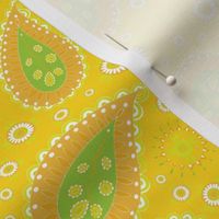 Paisley Large Yellow Orange Green Retro Fun Wallpaper Bedding Pillow Dress