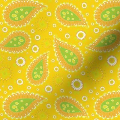 Paisley Large Yellow Orange Green Retro Fun Wallpaper Bedding Pillow Dress