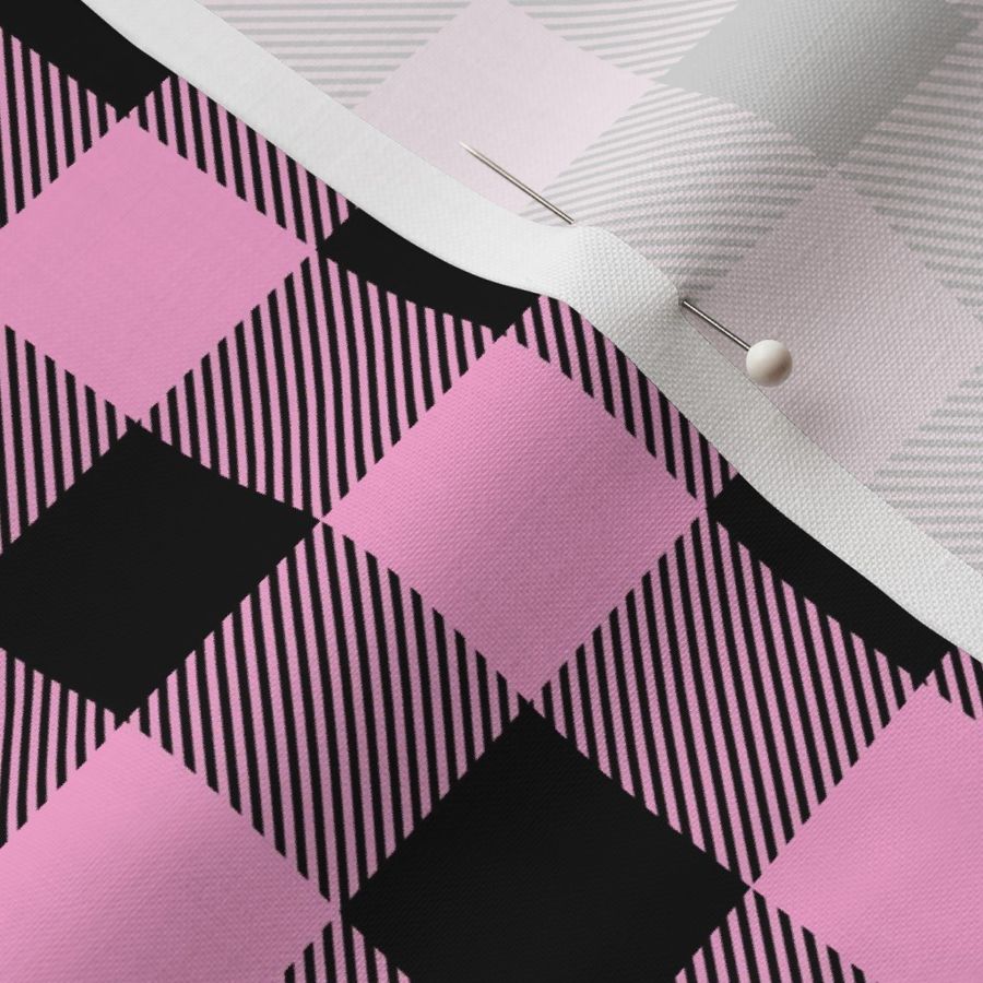 Buffalo Plaid//Bubblegum pink&black - 1 inch