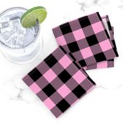 Buffalo Plaid//Bubblegum pink&black - 1 inch