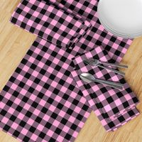 Buffalo Plaid//Bubblegum pink&black - 1 inch