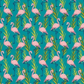 Standing Flamingos - Small Scale- Teal 