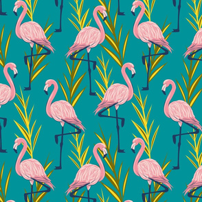 Standing Flamingos - Teal