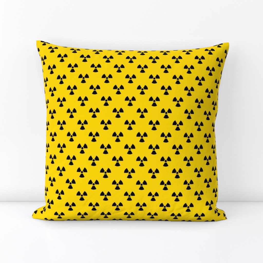 One Inch Black Trefoil Symbol on Yellow