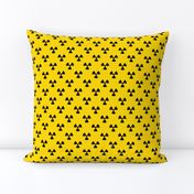 One Inch Black Trefoil Symbol on Yellow