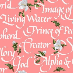 Names of Christ Calligraphy | Pink w/ Blossoms