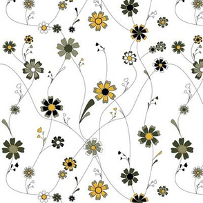 Sunflower Vines in White