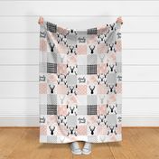 Pink and Black Deer Cheater Quilt - Wholecloth - Baby Blanket