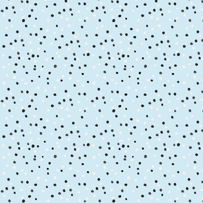 black and white dots on blue