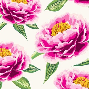 maximalist peony/cream background/jumbo scale