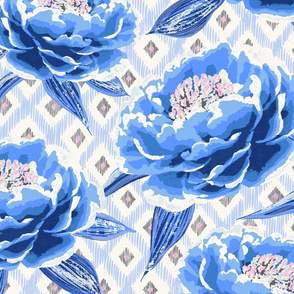 maximalist peony/blue/lighter background/jumbo scale