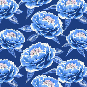 maximalist peony/dark blue/large scale