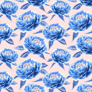 maximalist peony blue and blush