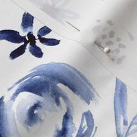 Indigo florals ll monochrome style watercolor floral pattern