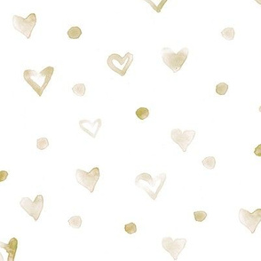 Little hearts and dots •  boho pattern for neutral nursery •  watercolor