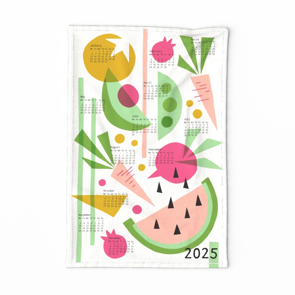 Papercut Veggies Multicolor Tea Towel Calendar 2024