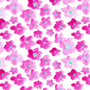 Little magenta flowers • watercolor pink florals