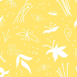 Sophisticated Floral - White on Golden Yellow