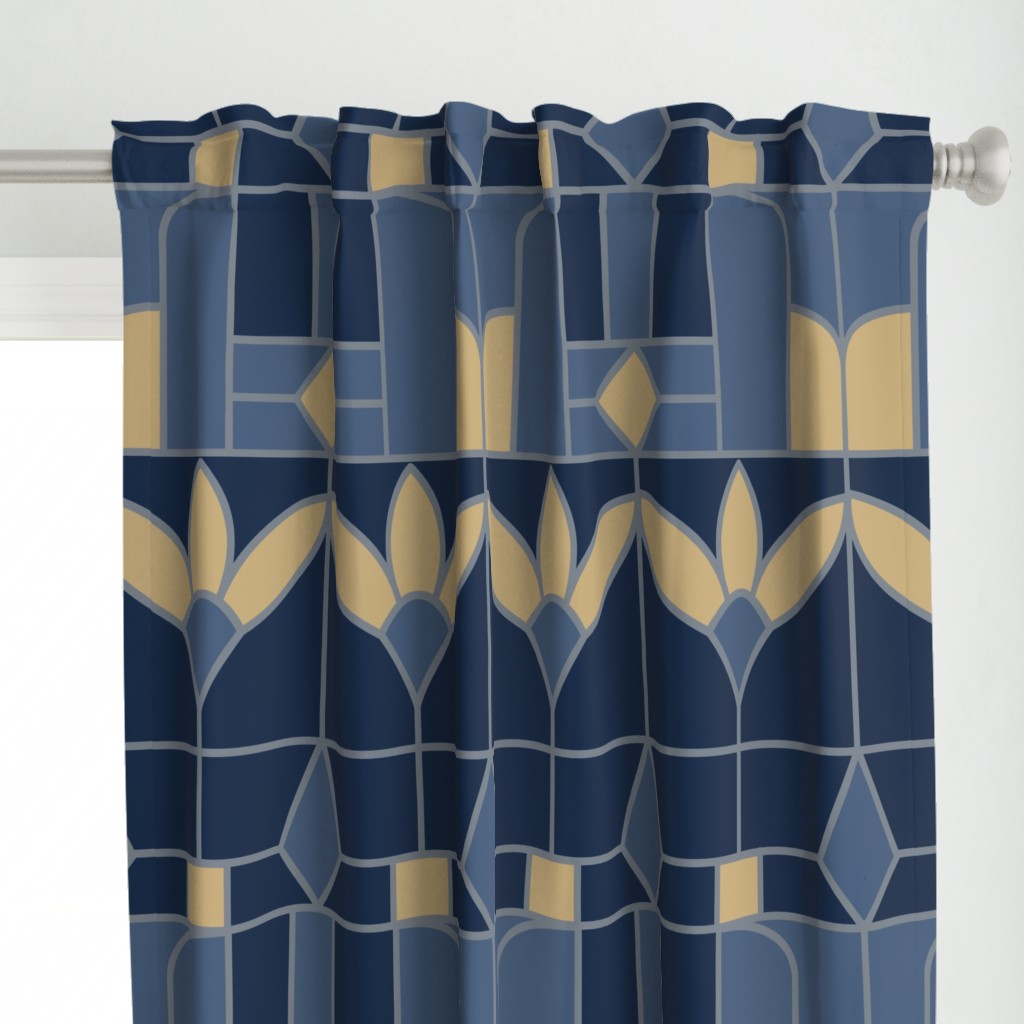 Art Deco Blue Silver and Gold Jumbo