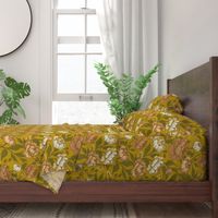 Chintz floral on ochre 