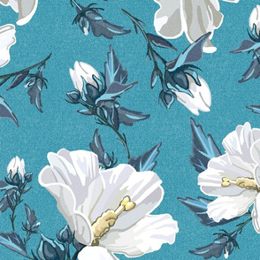 Large Rose of Sharon | Light Teal Texture