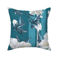 Large Rose of Sharon Collection | Teal Stripes w/ Texture