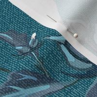 Large Rose of Sharon Collection | Teal Stripes w/ Texture