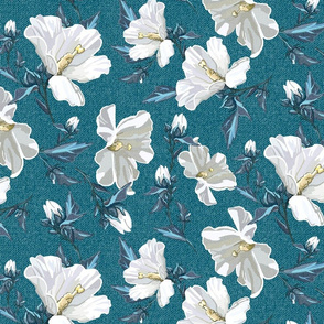 Small Rose of Sharon | Teal Texture
