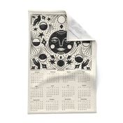 2020 Moon Calendar - moon phase calendar, 2020 tea towel, tea towel calendar - cream
