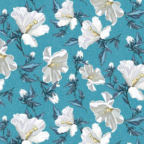 Small Rose of Sharon | Light  Teal Texture