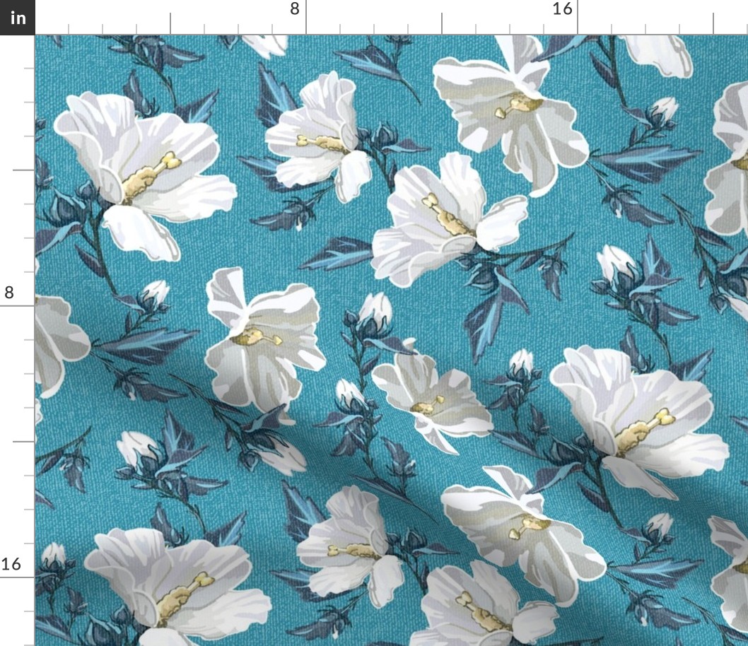 Small Rose of Sharon | Light  Teal Texture