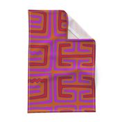  Panama Kuna Indian Tribal Key Hole Design - Magenta Orange Red