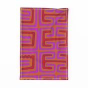  Panama Kuna Indian Tribal Key Hole Design - Magenta Orange Red