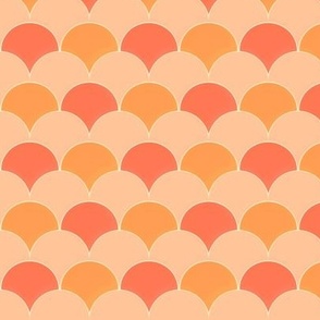 Mermaid scale | scalloped arch|fish scale muted pink orange |renee Davis 