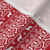 SMALL - Golden Retriever fair isle christmas dog silhouette fabric red