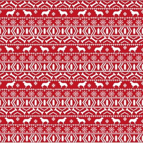 SMALL - Golden Retriever fair isle christmas dog silhouette fabric red