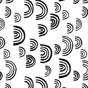 Black and white Scandinavian abstract rainbow sky gender neutral monochrome curve rotated flipped