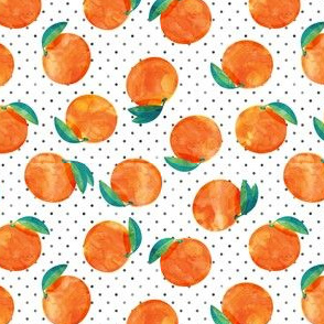 (1" scale) watercolor clementine on polka dots C19BS