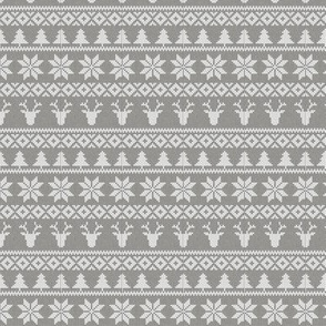 (3" scale) fair isle deer (grey) || snowflake || winter knits C19BS