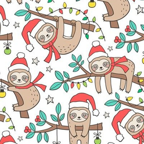 Christmas Holidays Winter Sloths Mint Leaves