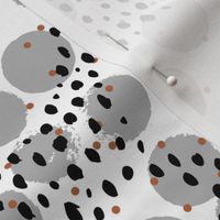 Abstract rain raw brush spots and dots cool trendy pastel print LA style neutral gray black white