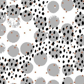 Abstract rain raw brush spots and dots cool trendy pastel print LA style neutral gray black white