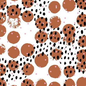 Abstract rain raw brush spots and dots cool trendy pastel print LA style rust copper