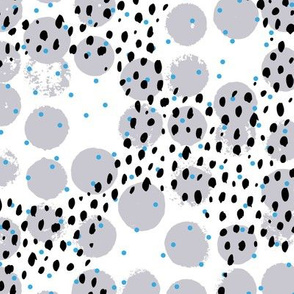 Abstract rain raw brush spots and dots cool trendy pastel print LA style winter cool gray blue