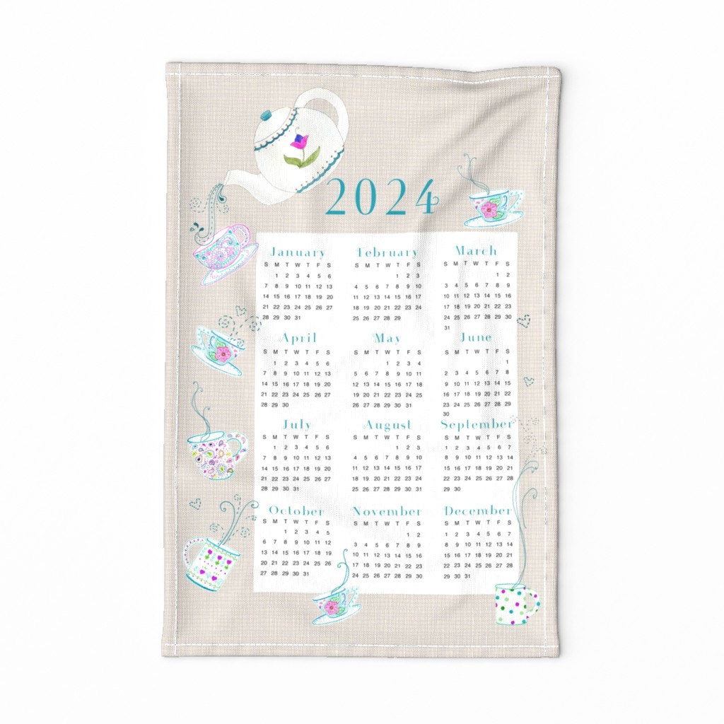 Tumbling TeaTime V2 2024 tea towel calendar