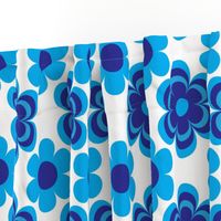 Retro Mod Blue Flower Pattern